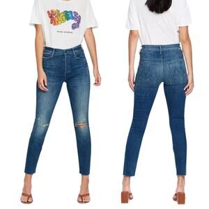 Mother Jeans Womens 27 Blue The Stunner Ankle Fray Field of Dreams Distressed